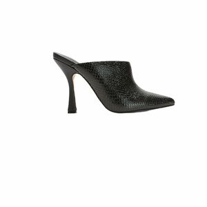 Express Snakeskin Textured Asymmetrical Mules